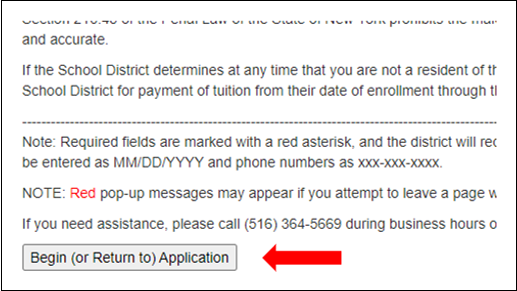 Screen shot of Parent Portal for Step 7 of Residency re-verification
